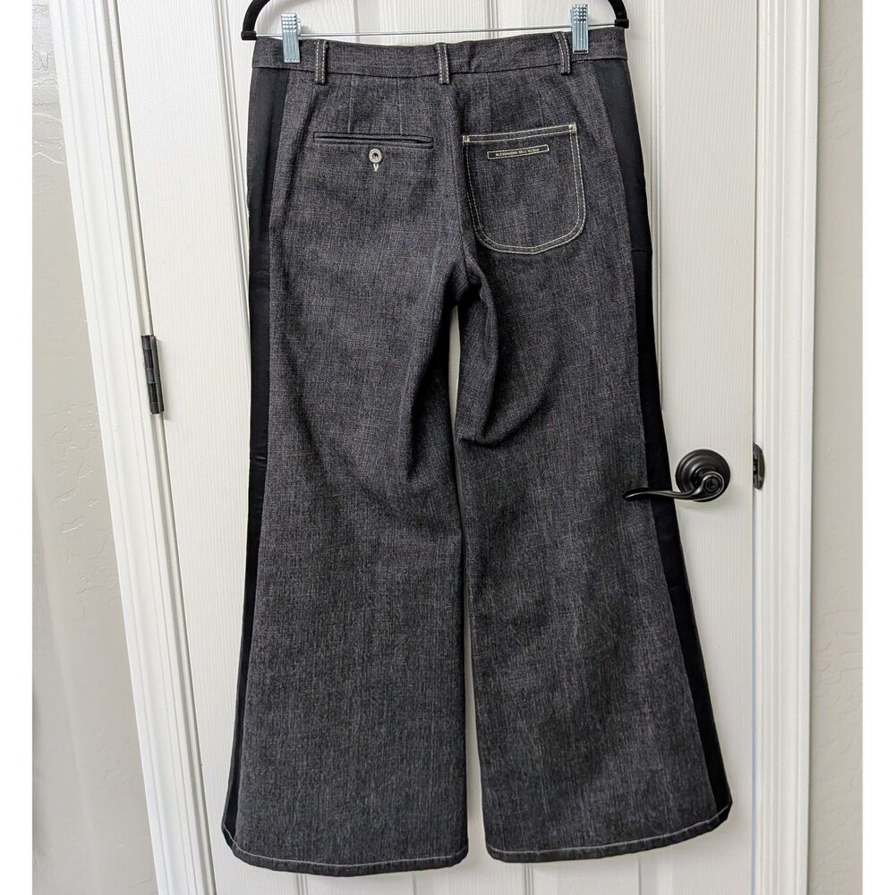Alessandro Dell'Acqua Wide Leg Low Rise Denim and Silk Dark Grey Jeans | SZ 8